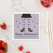 Lila Hexenleder und Spinnen glücklich Halloween Serviette (Beispiel)