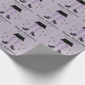 Lila Hexenleder und Spinnen Halloween-Muster Geschenkpapier (Ecke)