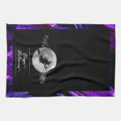 Lila Hexensche Silhouette Halloween Geschirrtuch (Horizontal)