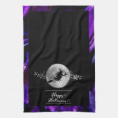 Lila Hexensche Silhouette Halloween Geschirrtuch (Vertikal)
