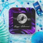 Lila Hexensche Silhouette Halloween Pappteller (Party)
