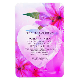 Lila Hibisken Blume Herzklopfen Hochzeit Magnet