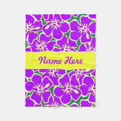 Lila Hibiskus Blume tropisch hawaiianisches Dekor Fleecedecke (Vorderseite)