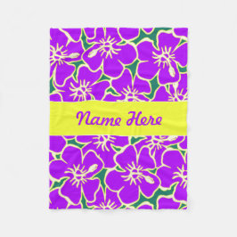 Lila Hibiskus Blume tropisch hawaiianisches Dekor Fleecedecke