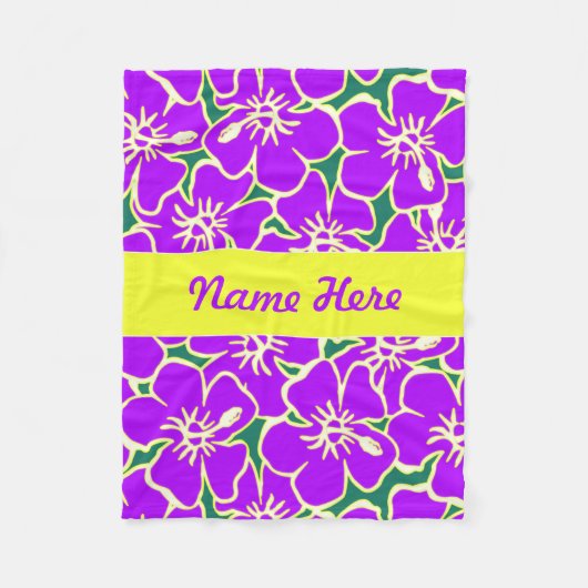 Lila Hibiskus Blume tropisch hawaiianisches Dekor Fleecedecke (Vorderseite)