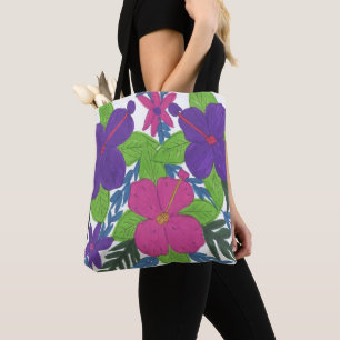 Lila Hibiskus-Blumenstrauß-Taschen-Tasche Tasche