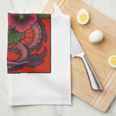 Lila Hibiskus chinesischer Drache Geschirrtuch (Viertel Falte)