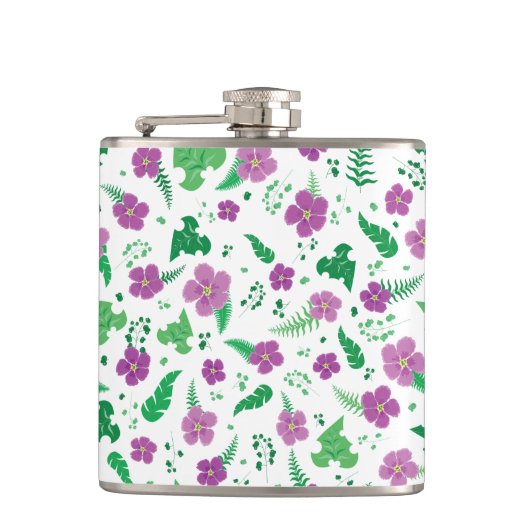 Lila Hibiskus Flachmann (Vorderseite)