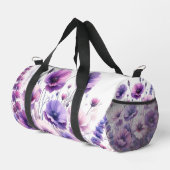Lila Hibiskus Floral auf der White Duffel Tasche (Rechte Ecke)