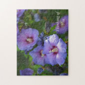 Lila Hibiskus Garden Blume Denken Sie an Sie Puzzle (Vertikal)