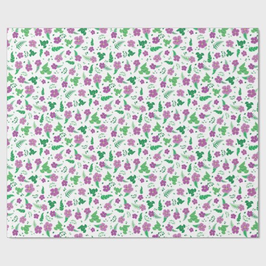 Lila Hibiskus Geschenkpapier (Flach)