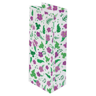 Lila Hibiskus Geschenktüte Für Weinflaschen