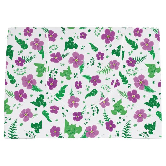 Lila Hibiskus Große Geschenktüte (Vorderseite)