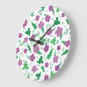 Lila Hibiskus Große Wanduhr (Winkel)