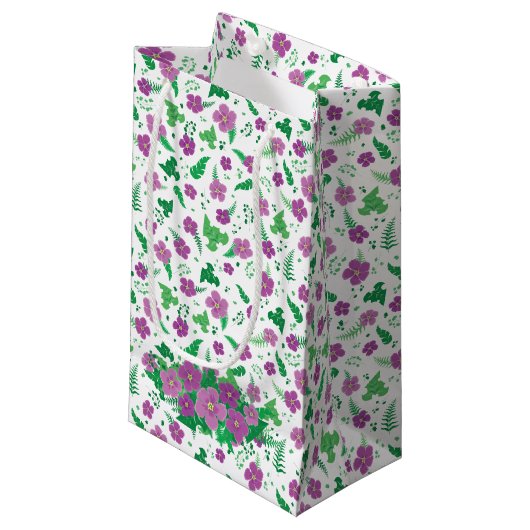 Lila Hibiskus Kleine Geschenktüte (Vorderseite Schrägansicht)