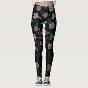 Lila Hibiskus Leggings