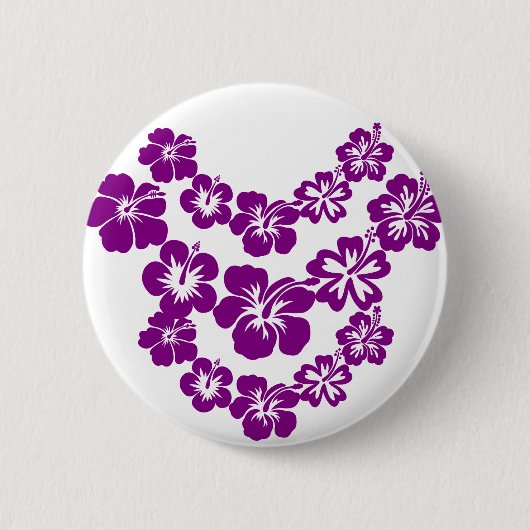 Lila Hibiskus leis Button (Vorderseite)