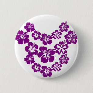 Lila Hibiskus leis Button