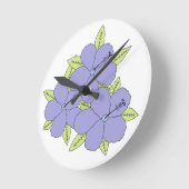 Lila Hibiskus Runde Wanduhr (Winkel)