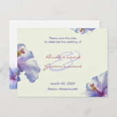 Lila Hibiskus Save the Date Postkarten (Vorne/Hinten)