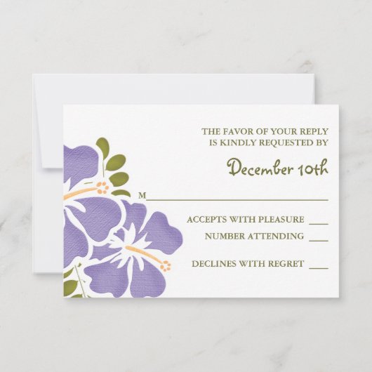 LILA HIBISKUS UAWG WEDING-ANTWORTKARTEN RSVP KARTE (Rückseite)