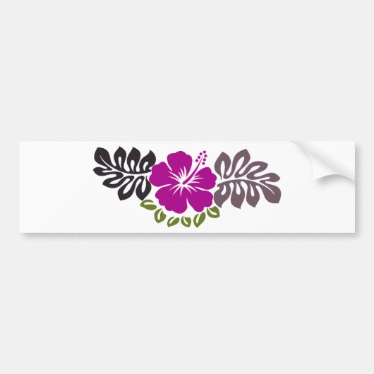 Lila Hibiskus und Blätter Autoaufkleber (Vorne)
