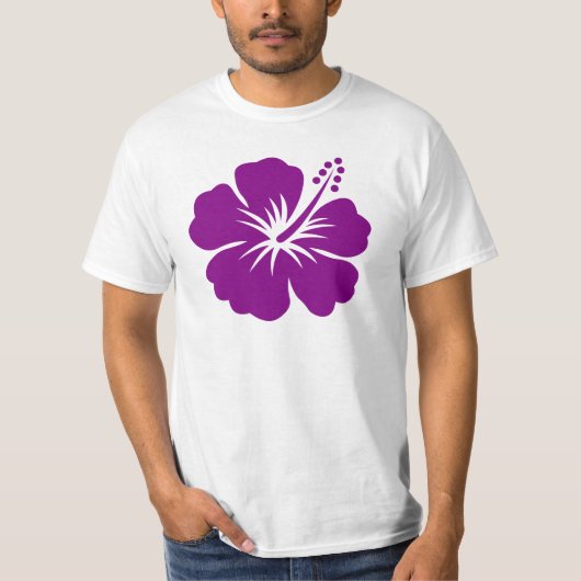 Lila Hibiskusaloha Blume T-Shirt (Vorderseite)
