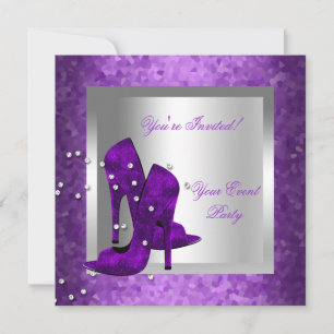 Lila High Heel Schuhe Silbernes Event Party Einladung
