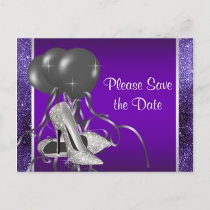 Lila High Heel Shoe Save The Date Ankündigungspostkarte
