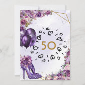 Lila High Heels 50. Geburtstagsparty Einladung (Rückseite)