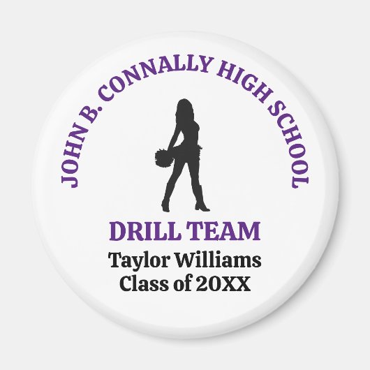 Lila High School Drill-Team-Tänzerin Personalisier Magnet (Vorne)
