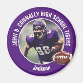 Lila High School Football Player Foto Magnet (Vorne)