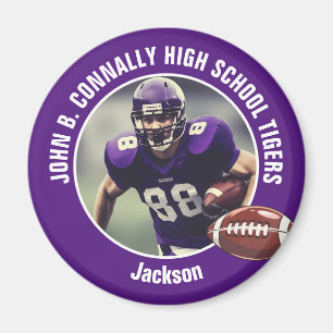 Lila High School Football Player Foto Magnet
