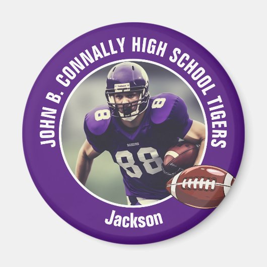 Lila High School Football Player Foto Magnet (Vorne)