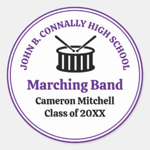 Lila High School Marching Band Custom Party Runder Aufkleber