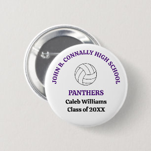 Lila High-School-Volleyballspielerin Personalisier Button