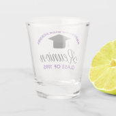 Lila High School Wiedersehen Party Custom Alumni Schnapsglas (Rückseite)