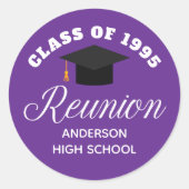 Lila High School Wiedersehen Personalisiert Partys Runder Aufkleber (Vorderseite)