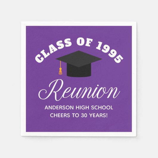 Lila High School Wiedersehen Personalisiert Partys Serviette (Vorderseite)