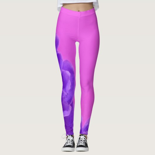 Lila Himbeermuster Leggings (Vorderseite)