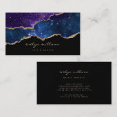 lila Himmel in Aquarellblau auf schwarz Visitenkarte (Vorne/Hinten)
