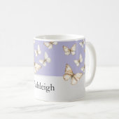 Lila Himmel & Schmetterlinge  Kaffeetasse (VorderseiteRechts)