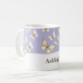 Lila Himmel & Schmetterlinge  Kaffeetasse (Vorderseite Links)