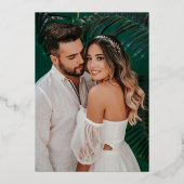 Lila Himmelshochzeit und Blume Folieneinladung (Rückseite)