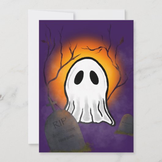 Lila Himmelsmondghost im Friedhof Einladung (Vorderseite)