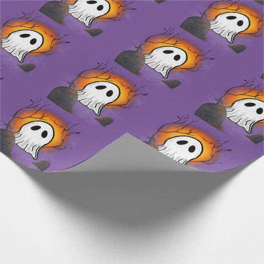 Lila Himmelsmondghost im Friedhof Geschenkpapier (Ecke)