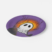 Lila Himmelsmondghost im Friedhof Pappteller (Schrägansicht)