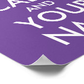 Lila Hintergrund Behielt Ruhe und Ihr Name Poster (Ecke)