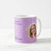Lila Hintergrund des benutzerdefinierten Fotos Kaffeetasse (VorderseiteRechts)