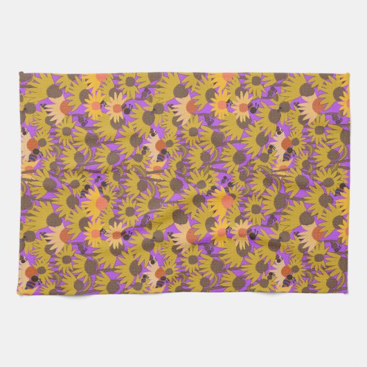 Lila Hintergrund für Bienen und Bewohner Geschirrtuch (Horizontal)